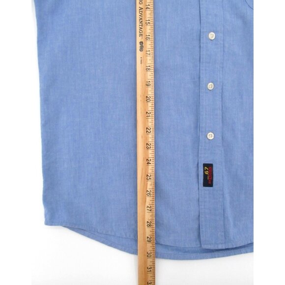 Vintage 90s Britches of Georgetowne Shirt Mens Medium Blue Chambray Button Down - Picture 9 of 11